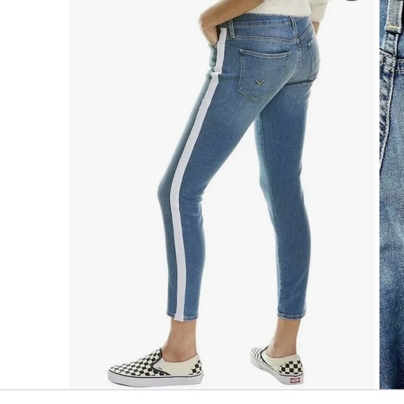 Hudson Jeans Denim - Hudson Jeans Blue Skinny Jeans with White Stripe